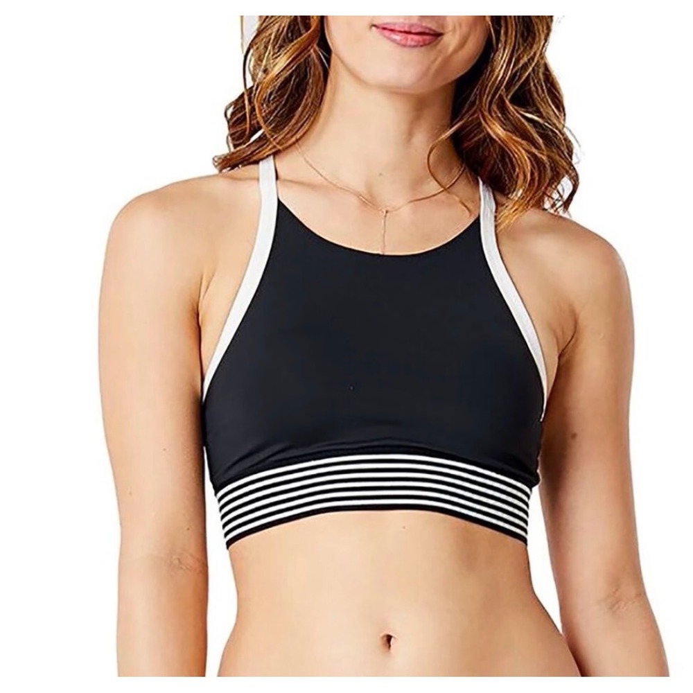 Carve Designs Womens XL Black White High Neck Adjustable Strap Bikini Top Swim